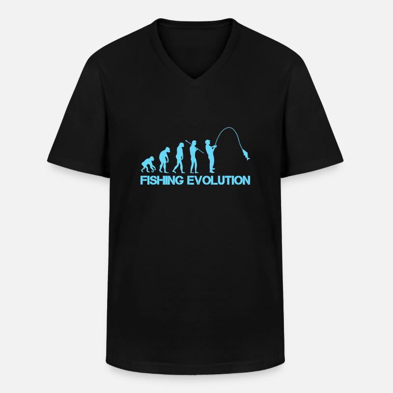 fishing evolution 1 - Männer-T-Shirt mit V-Ausschnitt - Schwarz
