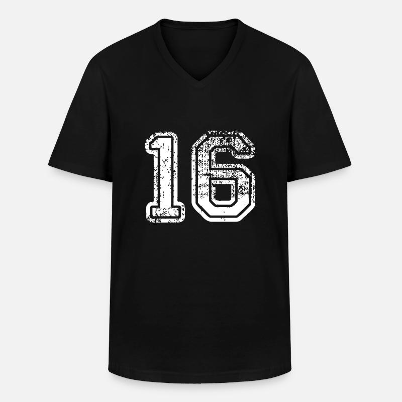 16 - Männer-T-Shirt mit V-Ausschnitt - Schwarz
