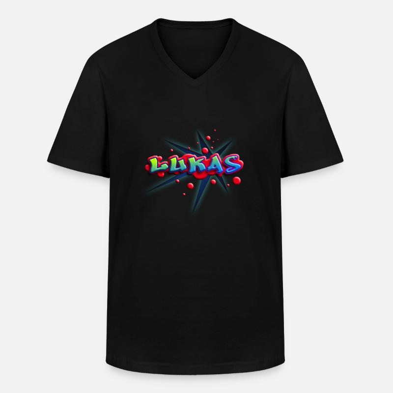 lukas_c_012014 - Männer-T-Shirt mit V-Ausschnitt - Schwarz