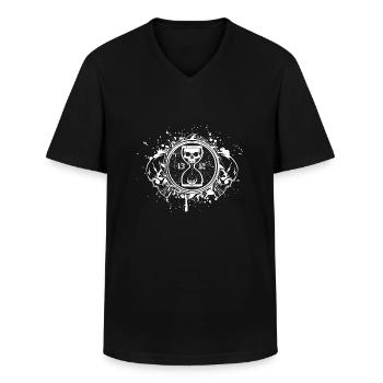 1312 Totenuhr weiss - Männer-T-Shirt mit V-Ausschnitt - Schwarz - Vorne - AI Model Male 178 dark (178cm)