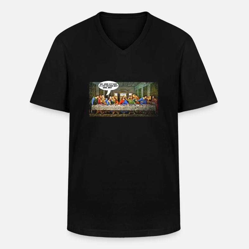 Jesus, das letzte Abendmahl - Männer-T-Shirt mit V-Ausschnitt - Schwarz