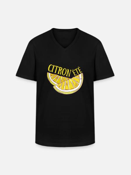 citron été - T-shirt col V Homme - noir