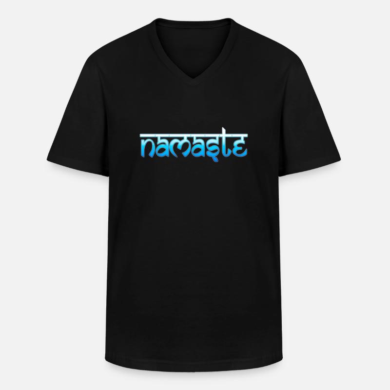 Namaste - blue - Männer-T-Shirt mit V-Ausschnitt - Schwarz