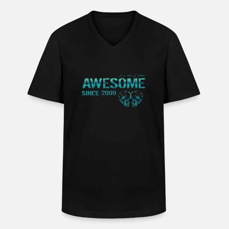 Awesome since 2000 Geschenk - Männer-T-Shirt mit V-Ausschnitt - Schwarz