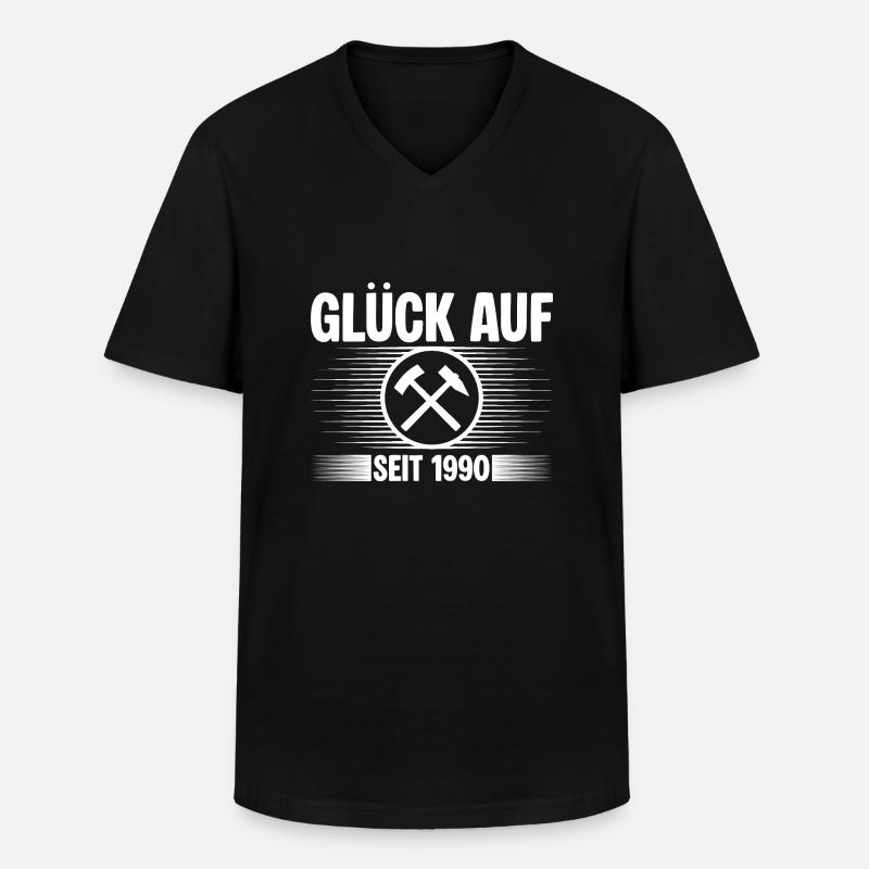Glueck auf seit 1990 - Männer-T-Shirt mit V-Ausschnitt - Schwarz