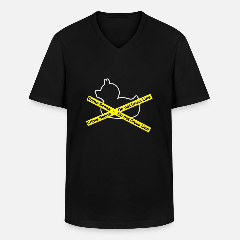 Quietscheentchen Tatort - Polizeiabsperrung - Männer-T-Shirt mit V-Ausschnitt - Schwarz