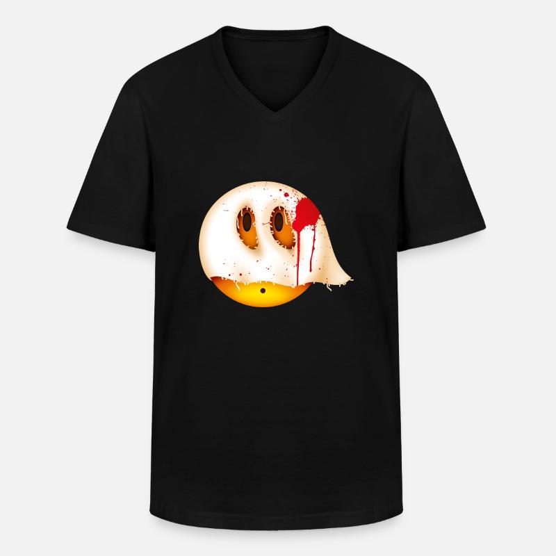 Smiley Glossy Bloody Ghost - Männer-T-Shirt mit V-Ausschnitt - Schwarz