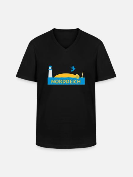 norddeich - Männer-T-Shirt mit V-Ausschnitt - Schwarz