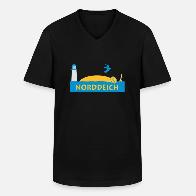 norddeich - Männer-T-Shirt mit V-Ausschnitt - Schwarz
