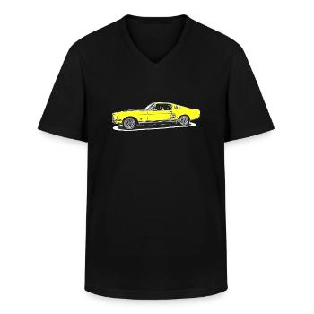Auto - Klassiek mannen T-shirt met V-hals - zwart - Voor - AI Model Male 178 dark (178cm)