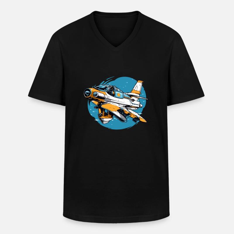 Wütendes Vulkanflugzeug - Männer-T-Shirt mit V-Ausschnitt - Schwarz