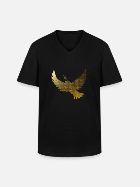 Golden peace doves - Men's V-Neck T-Shirt - black