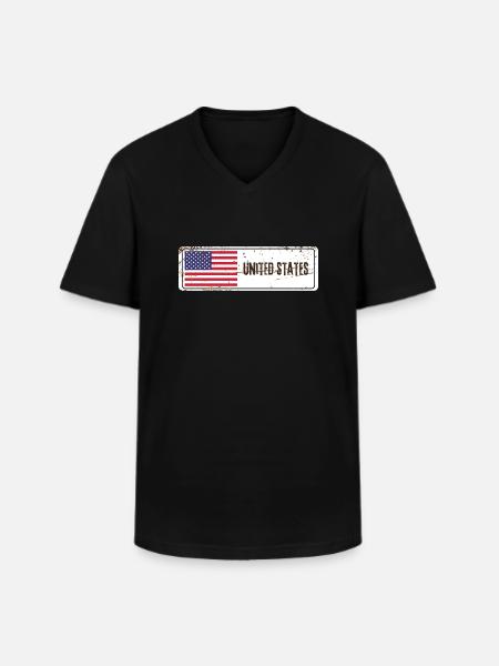Drapeau des États-Unis - T-shirt col V Homme - noir