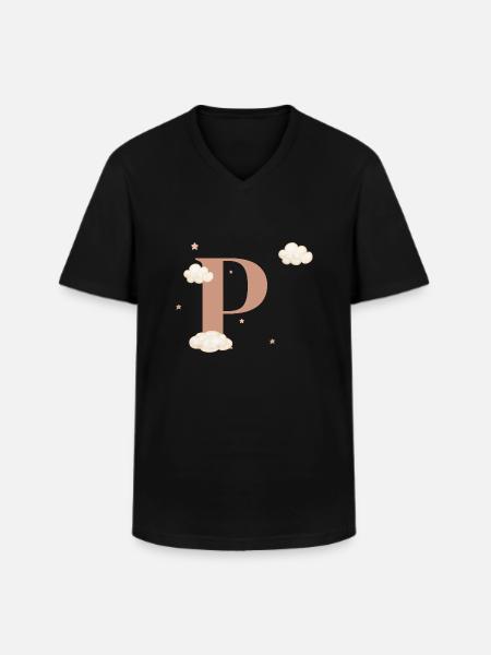 Letter p clouds stars - Men's V-Neck T-Shirt - black