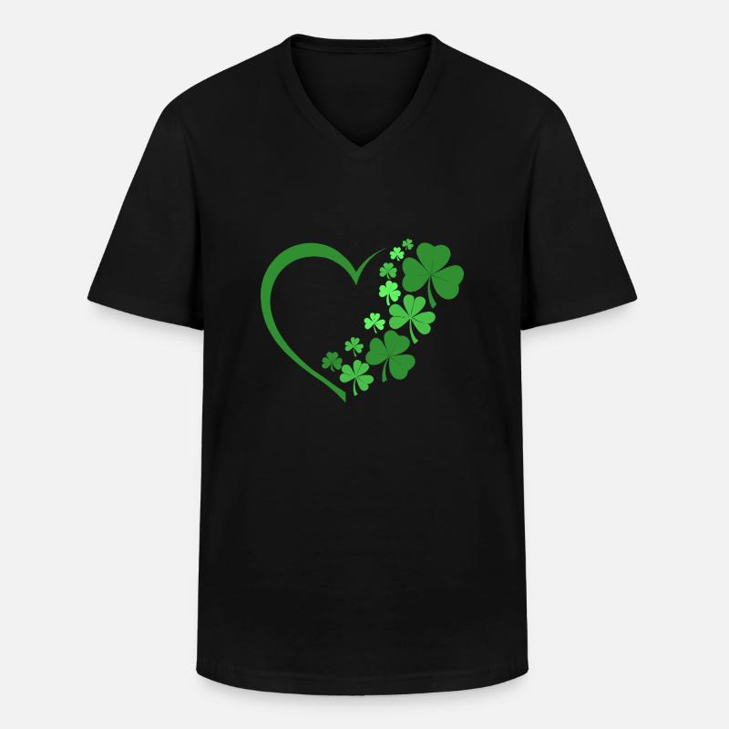 Glücksherz - Männer-T-Shirt mit V-Ausschnitt - Schwarz
