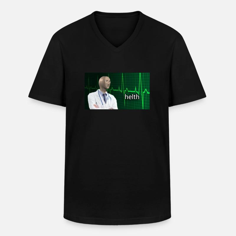 Stonks Helth Dank Meme - Männer-T-Shirt mit V-Ausschnitt - Schwarz