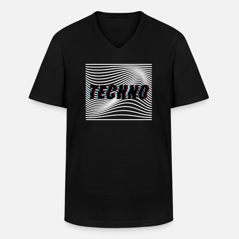 Techno Wellen Trippy Psychedelisch - Männer-T-Shirt mit V-Ausschnitt - Schwarz