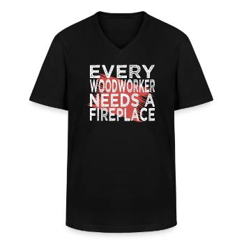 drôle de charpentier bûcheron casque de sécurité - T-shirt col V Homme - noir - Devant - AI Model Male 178 dark (178cm)