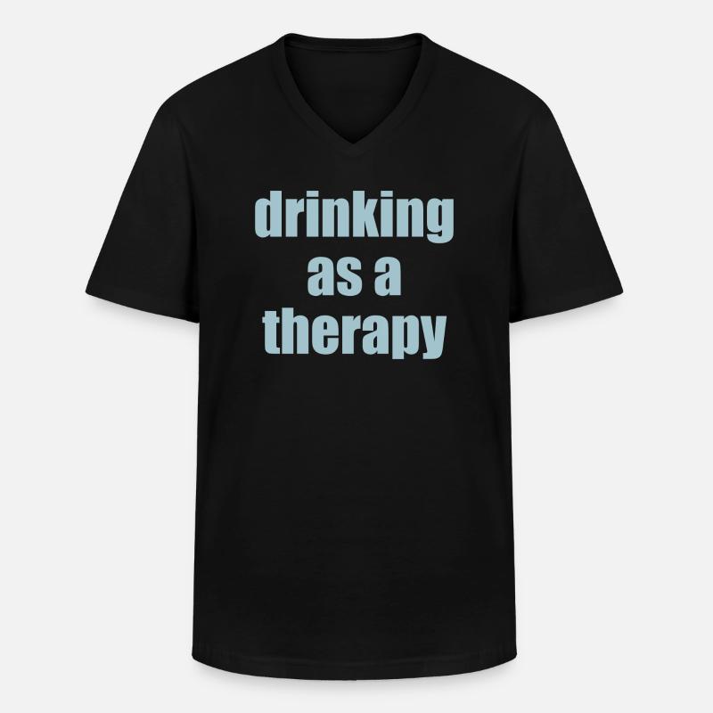 drinking as a therapy - Männer-T-Shirt mit V-Ausschnitt - Schwarz
