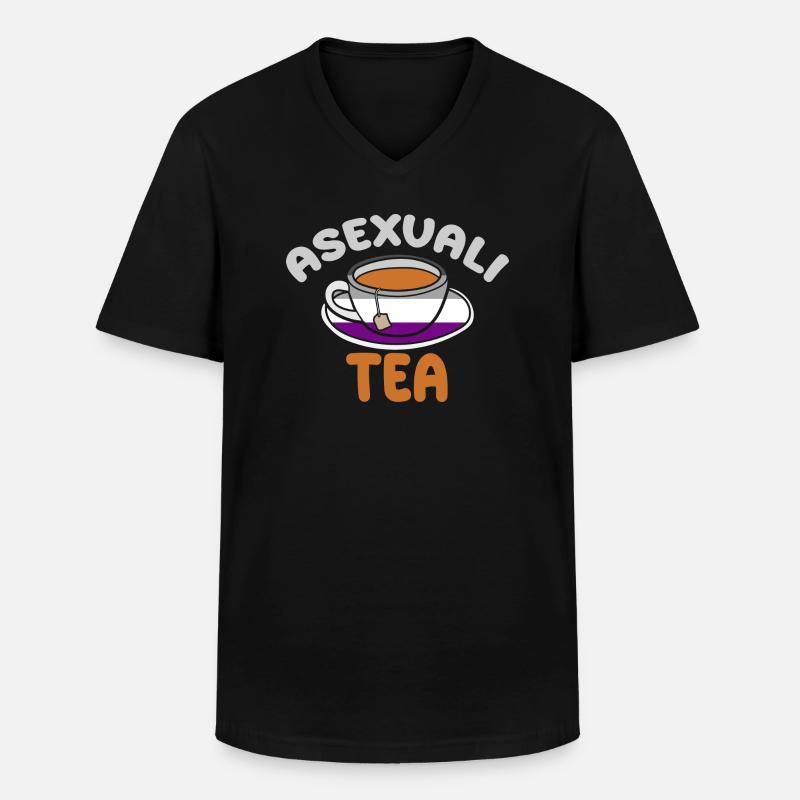 AsexuStyle: Asexuali-tea - Männer-T-Shirt mit V-Ausschnitt - Schwarz