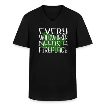 Idée cadeau apprenti forestier abattage humour - T-shirt col V Homme - noir - Devant - AI Model Male 178 dark (178cm)