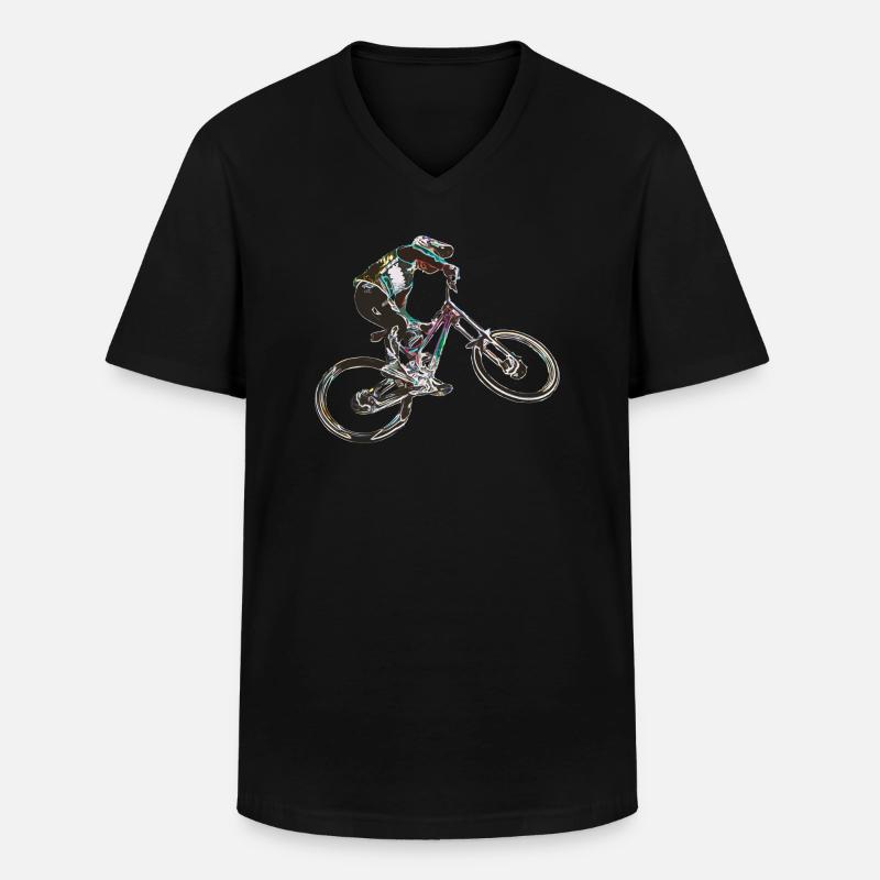 MTB-Abfahrt - Männer-T-Shirt mit V-Ausschnitt - Schwarz