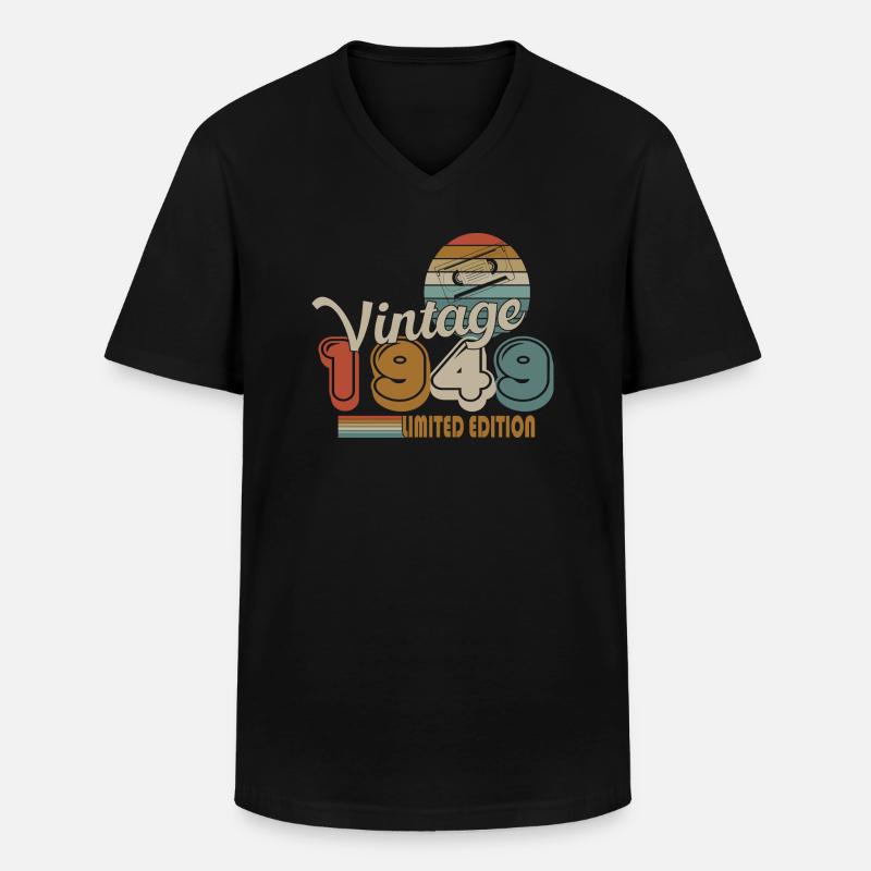 1949 - Männer-T-Shirt mit V-Ausschnitt - Schwarz