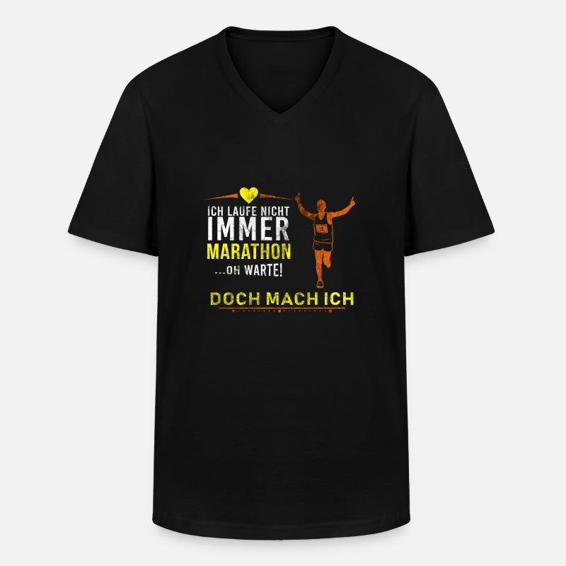 Marathon - Männer-T-Shirt mit V-Ausschnitt - Schwarz