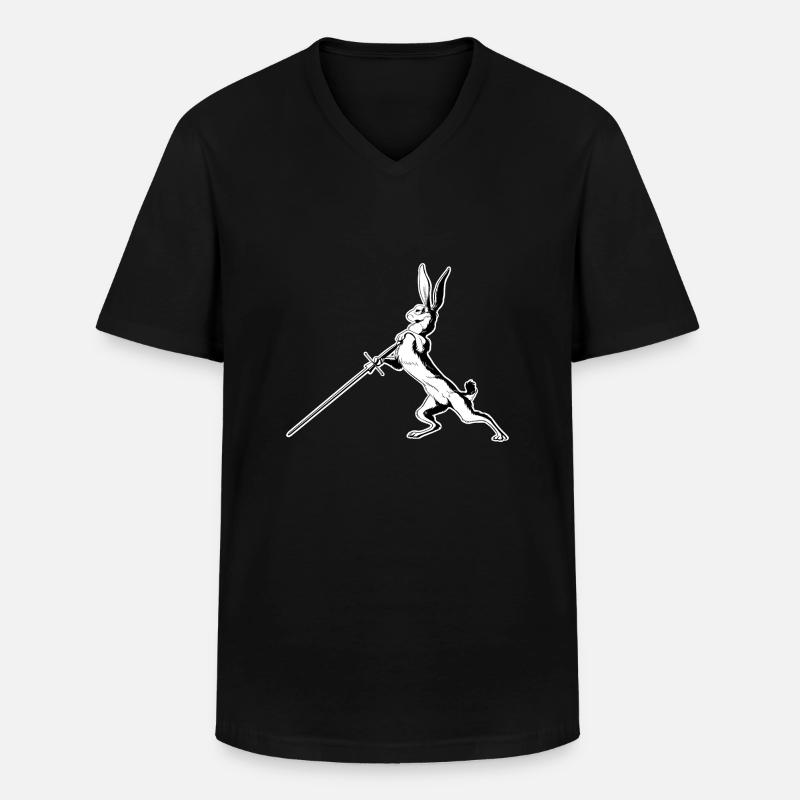 Hase im Alber - Männer-T-Shirt mit V-Ausschnitt - Schwarz