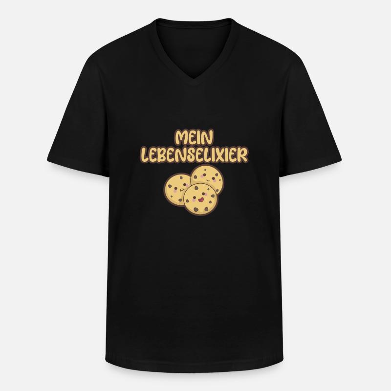 Mein Lebenselixier - Schokoladen Plätzchen - Männer-T-Shirt mit V-Ausschnitt - Schwarz