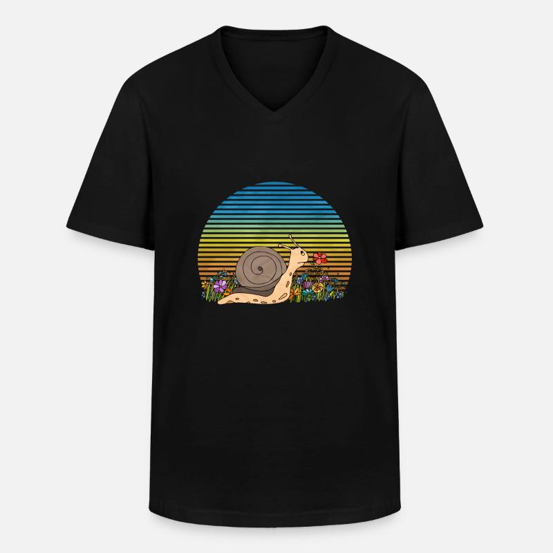 Schnecke - Männer-T-Shirt mit V-Ausschnitt - Schwarz