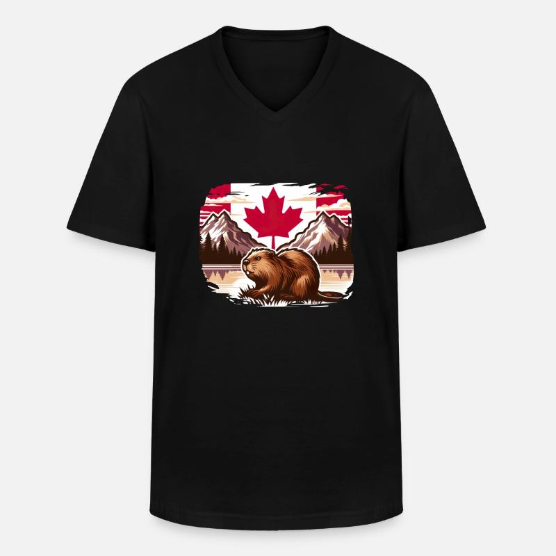 Kanada Bieber 4 - Männer-T-Shirt mit V-Ausschnitt - Schwarz