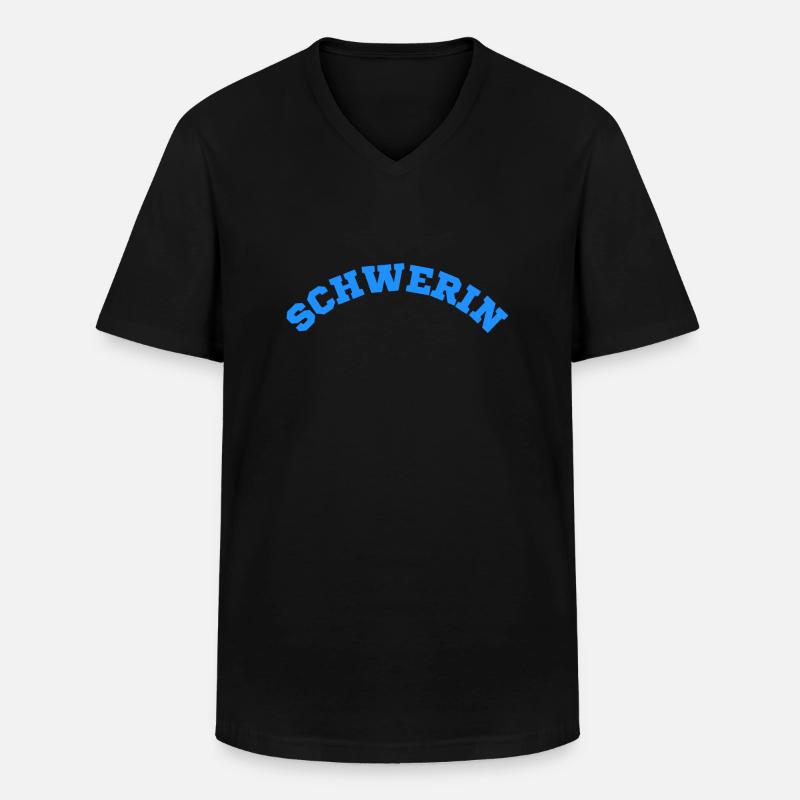 Schwerin - Männer-T-Shirt mit V-Ausschnitt - Schwarz