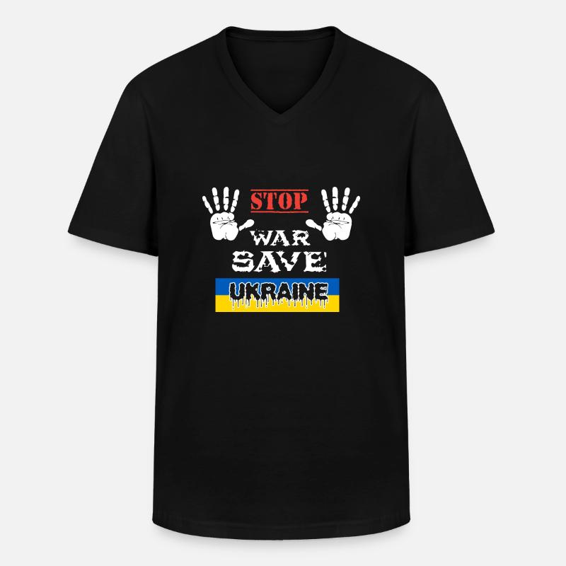 STOP WAR SAVE UKRAINE - Männer-T-Shirt mit V-Ausschnitt - Schwarz