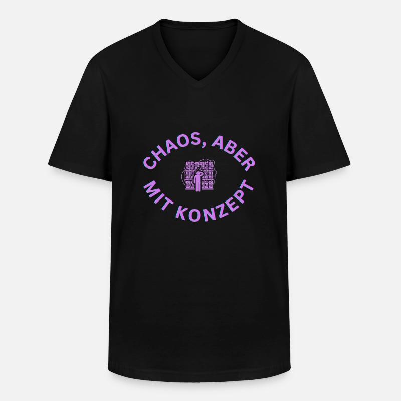 Chaos spruch Tshirt pull - T-shirt col V Homme - noir