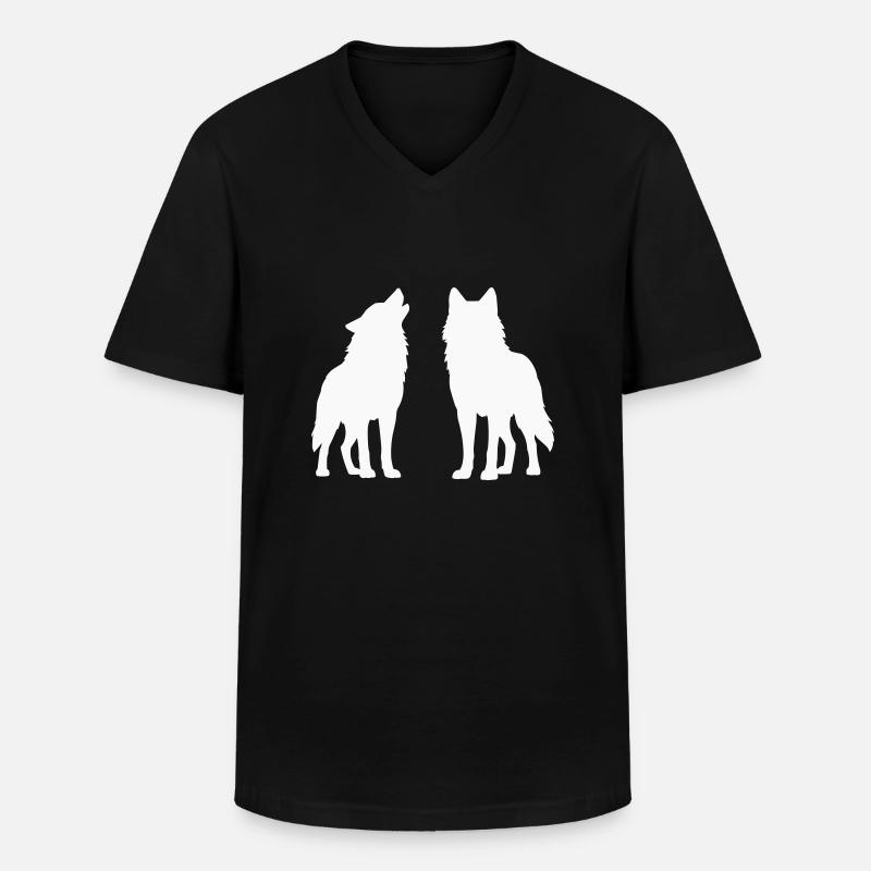 woelfe 2 - Männer-T-Shirt mit V-Ausschnitt - Schwarz