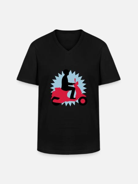vespa_3c - Männer-T-Shirt mit V-Ausschnitt - Schwarz