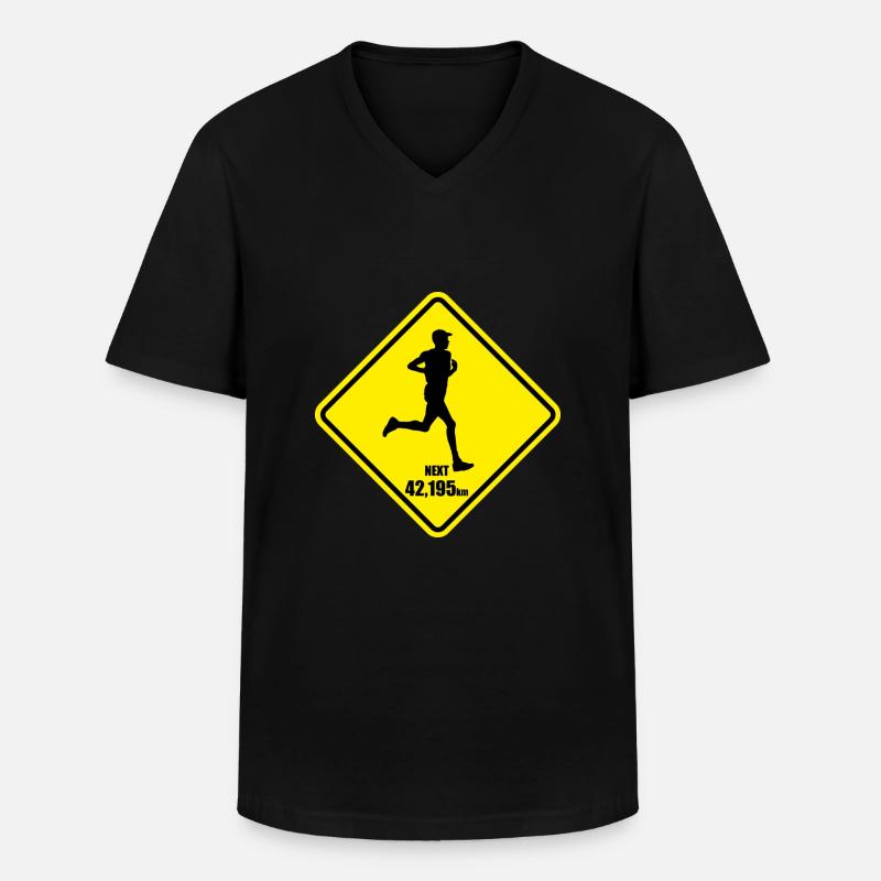 Marathon Roadsign - Männer-T-Shirt mit V-Ausschnitt - Schwarz