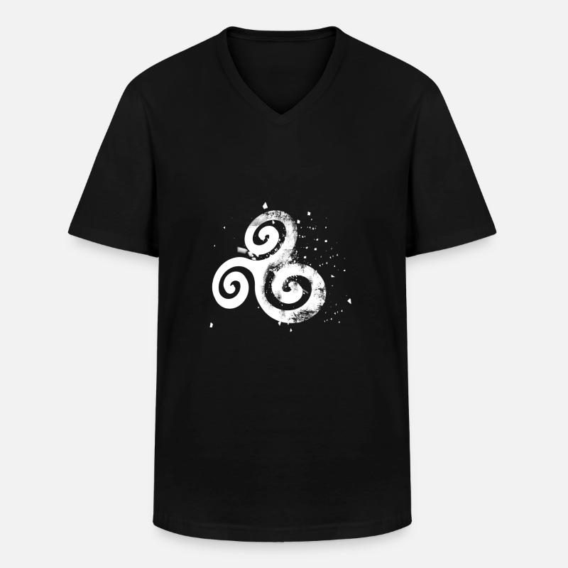 bzh triskell eclate 2 - T-shirt col V Homme - noir