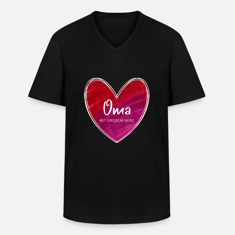 Oma mit großem Herz - Männer-T-Shirt mit V-Ausschnitt - Schwarz