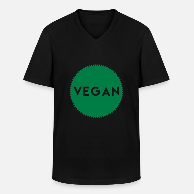 Vegan Button - Männer-T-Shirt mit V-Ausschnitt - Schwarz