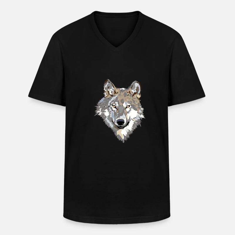 Der Wolf - Männer-T-Shirt mit V-Ausschnitt - Schwarz