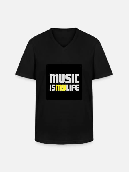 music i smy life - Men's V-Neck T-Shirt - black
