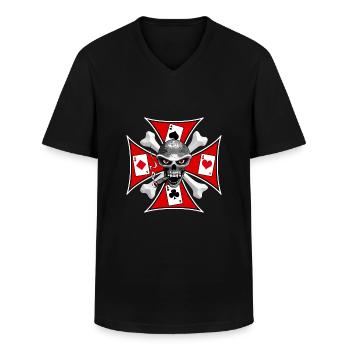 poker_design_07 - Männer-T-Shirt mit V-Ausschnitt - Schwarz - Vorne - AI Model Male 178 dark (178cm)