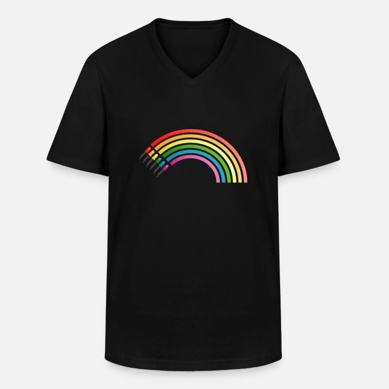 Regenbogen LED - Männer-T-Shirt mit V-Ausschnitt - Schwarz