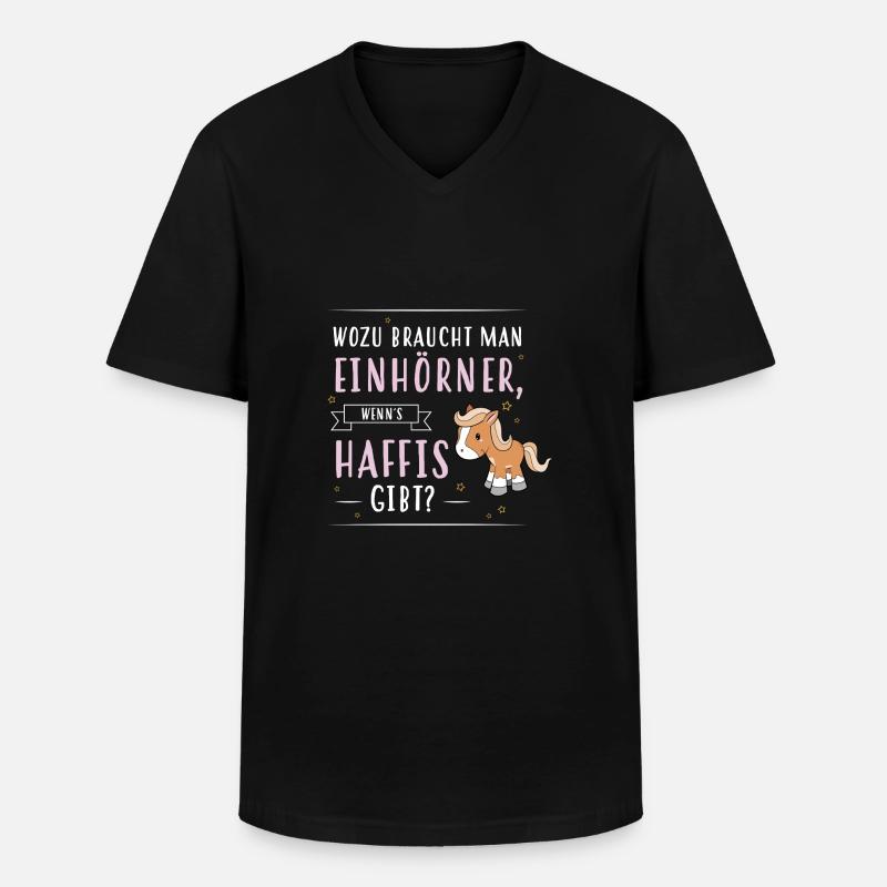 Wozu Einhörner Haflinger - Männer-T-Shirt mit V-Ausschnitt - Schwarz