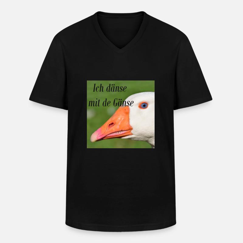 Ich dänse mit de Gänse - Männer-T-Shirt mit V-Ausschnitt - Schwarz