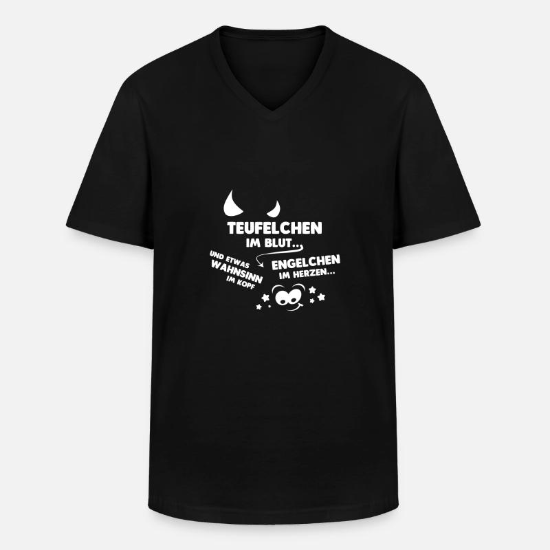 Teufelchen im Blut - Männer-T-Shirt mit V-Ausschnitt - Schwarz