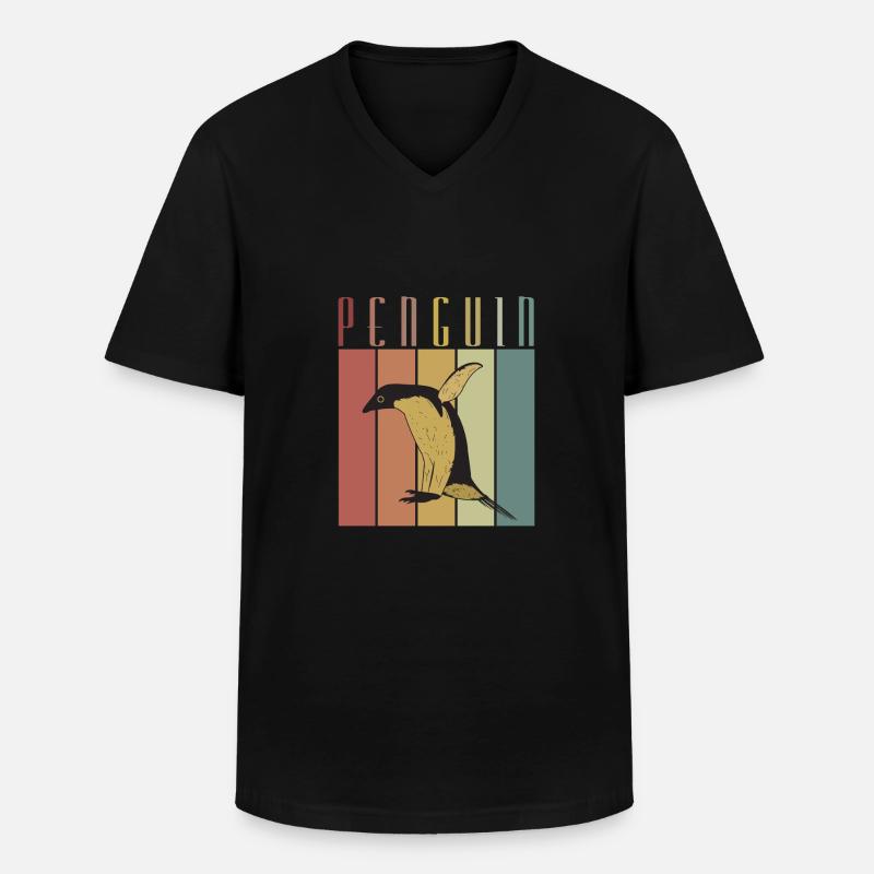 Pinguin Oldshool Geschenk Idee - Männer-T-Shirt mit V-Ausschnitt - Schwarz