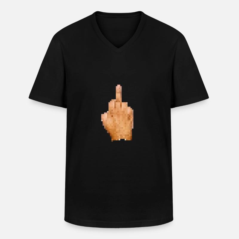 Mittelfinger Pixel Zensiert - Männer-T-Shirt mit V-Ausschnitt - Schwarz